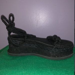FashionNova Black Rope Espadrille Flatform Sandals